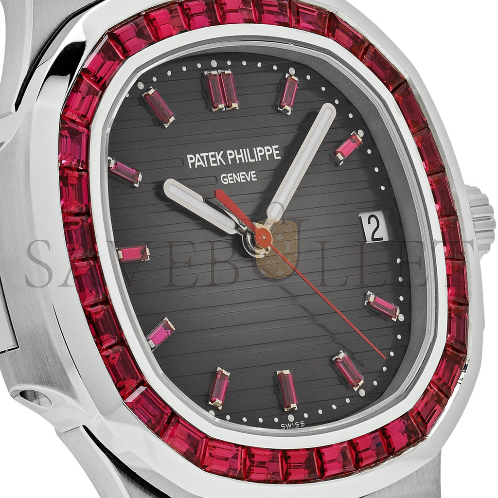 PATEK PHILIPPE NAUTILUS PLATINUM GREY DIAL RUBY BEZEL 40MM 5711/112P-001